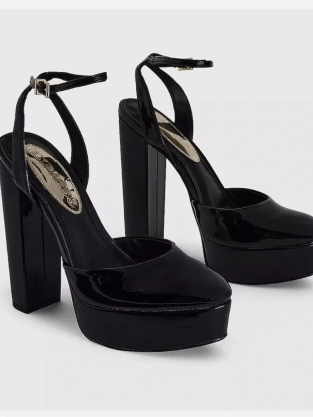 Express Black Patent Platform Pumps